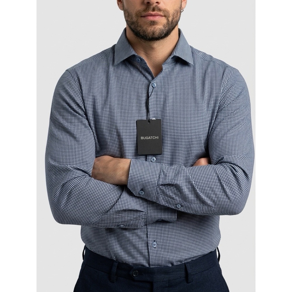 Bugatchi Shirt 8 Way Stretch Midnight Size Xl Long Sleeve(11-b49)
